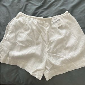 White linen shorts